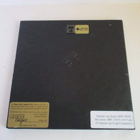 *Ceramic Tile 'The Actor' in Golds and Greens by Vincent van Gogh Wall Decor - Picture 4 of 4